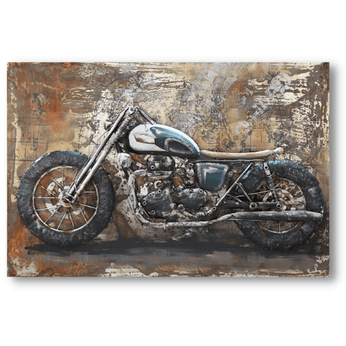 Décoration murale métal moto