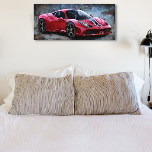 Tableau métal Ferrari - Décoration intérieure Voiture de Luxe Sportive
